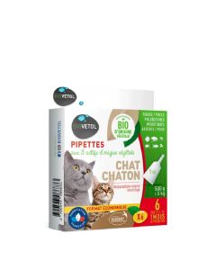 Biovetol Pipette antiparasitaire chaton et chat x6 | Livraison rapide