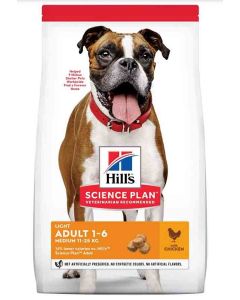 Hill's Science Plan Canine Adult Medium Light au poulet 12 kg- La Compagnie des Animaux