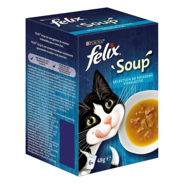 Felix Soup Sélection Poissons Chat 6 x 48 g | Livraison rapide