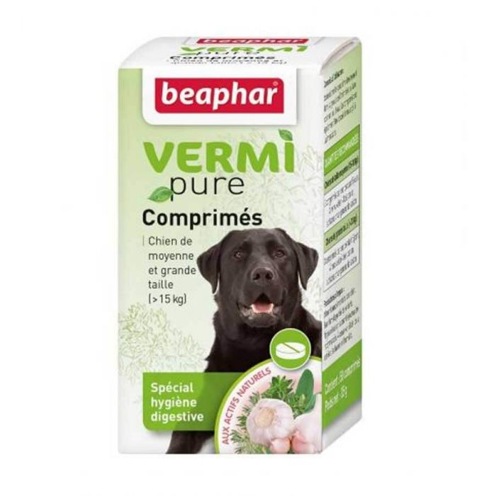 Beaphar Vermipure comprimés purge aux plantes pour moyen et grand chi