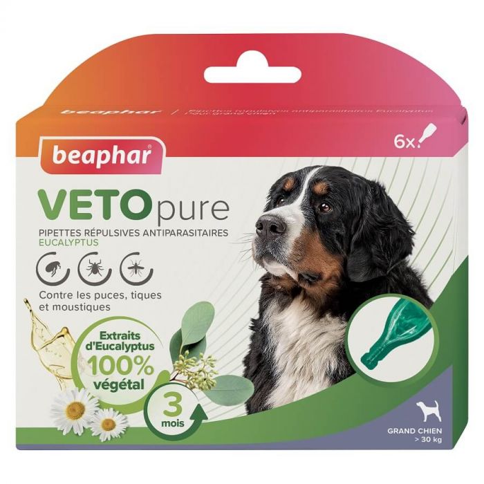 Beaphar VETOpure Pipettes répulsives antiparasitaires chien +30 kg x6