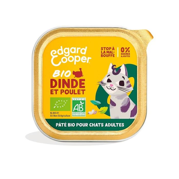 Edgard & Cooper Dinde Bio Chat 16 x 85 g | La Compagnie des Animaux