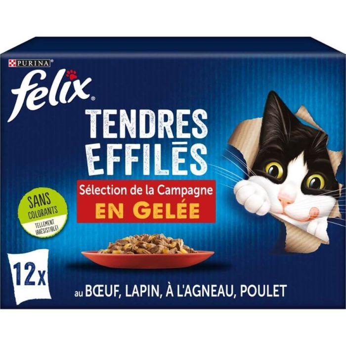Felix Tendres Effilés Gelée Campagne Chat 12 x 85 g | Envoi rapide