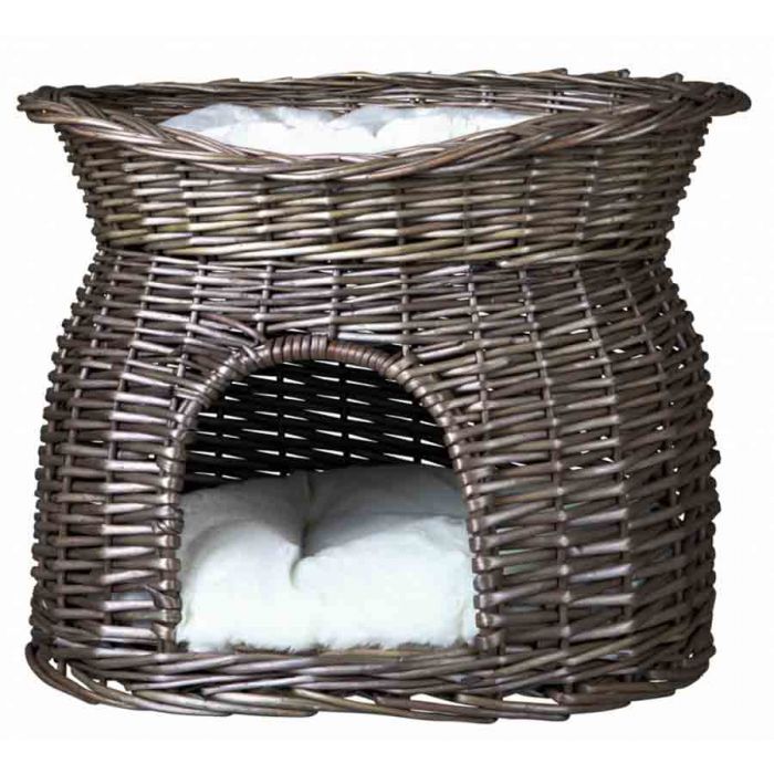 Trixie Panier osier gris avec lit au dessus pour chat | Couchages