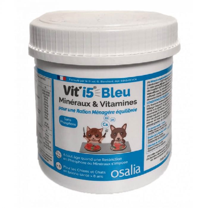 Vit'I5 Bleu poudre pour chien et chat > 8 ans 600 g | Livraison rapide